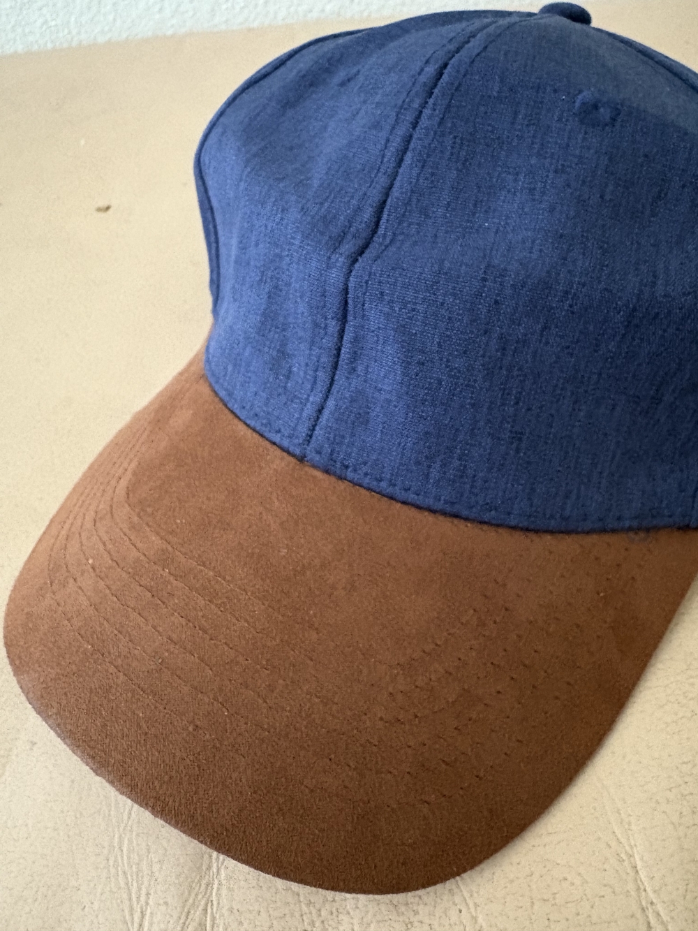Nova Mens Casual Navy Blue and Brown Textured Cap